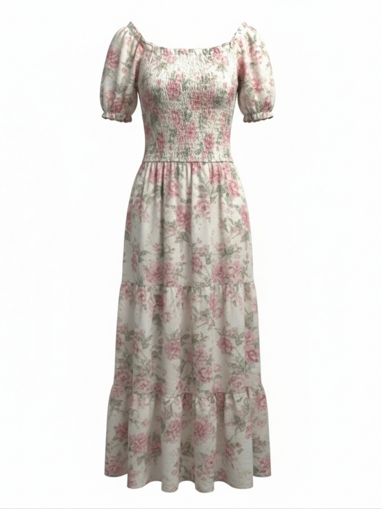 Trixxi Floral Maxi Dress Size Small - Pink Rose Print Off Shoulder Boho Dress NW